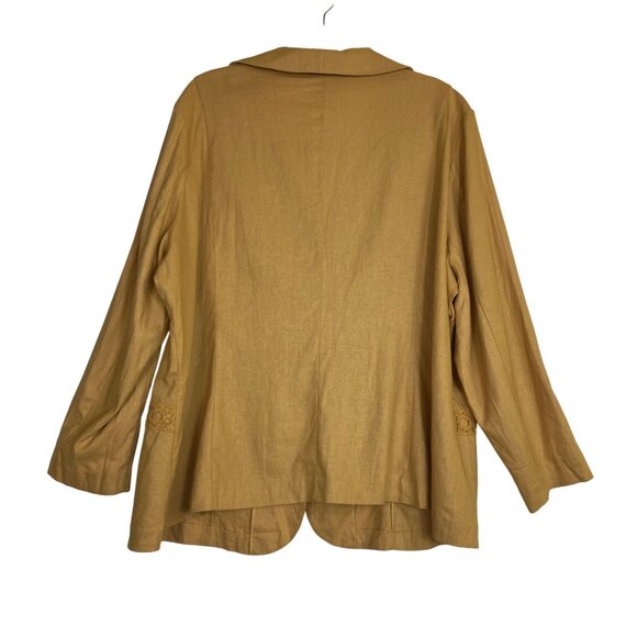 Allison Woods Plus Size 24W Mustard Yellow Linen Jacket & Skirt Set Suit Classic - Picture 5 of 11